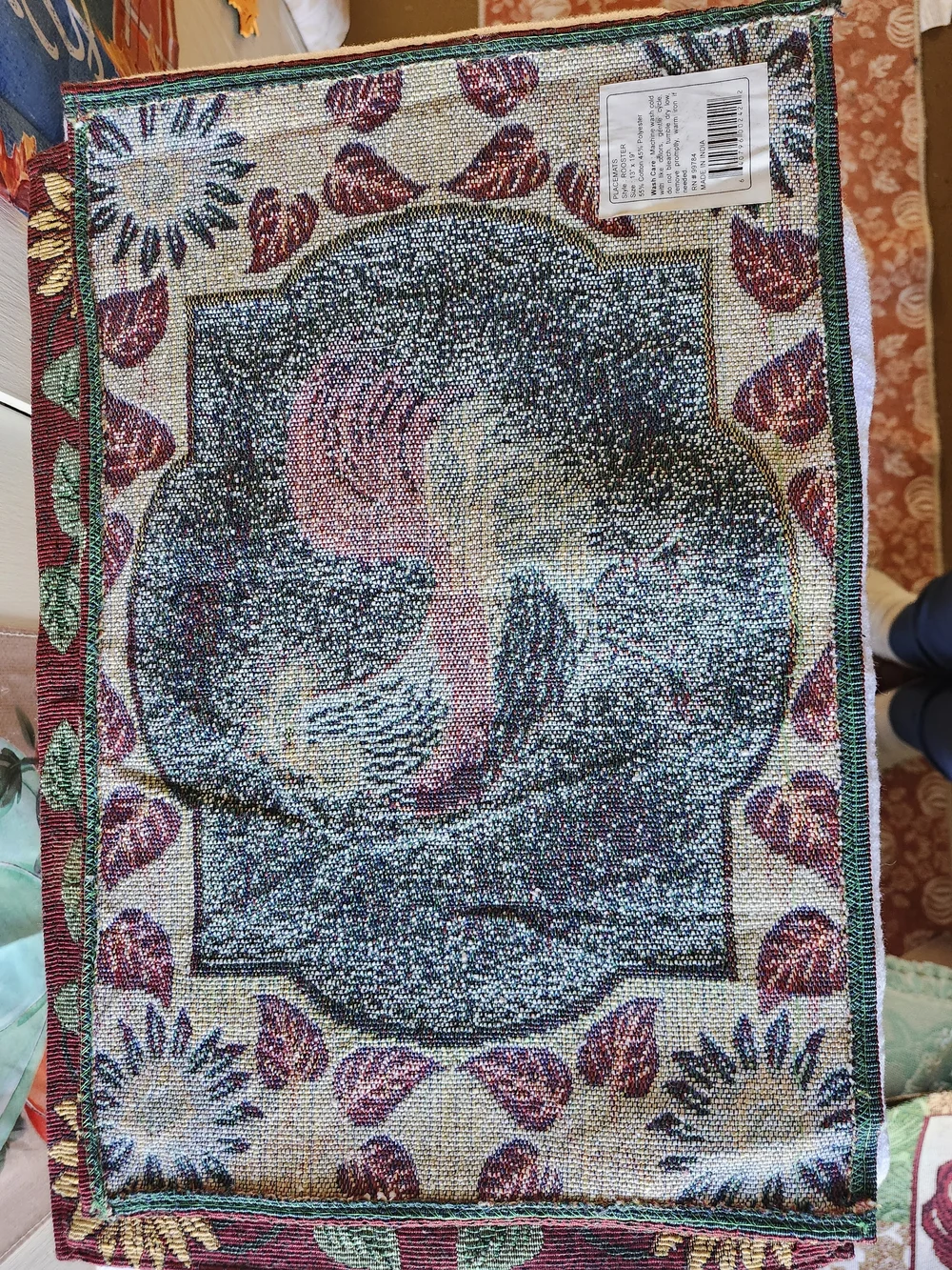 Rooster Tapestry Placemats - Green and Red